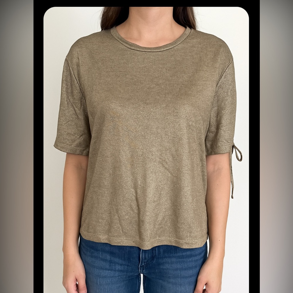 Nicole Miller gold shimmer shirt small 912